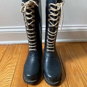 ILSE JACOBSON lace up Indigo rain boot - size 6